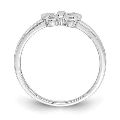 Sterling Silver Rhodium Plated Childs Cz Butterfly Ring (Size 4 Only)