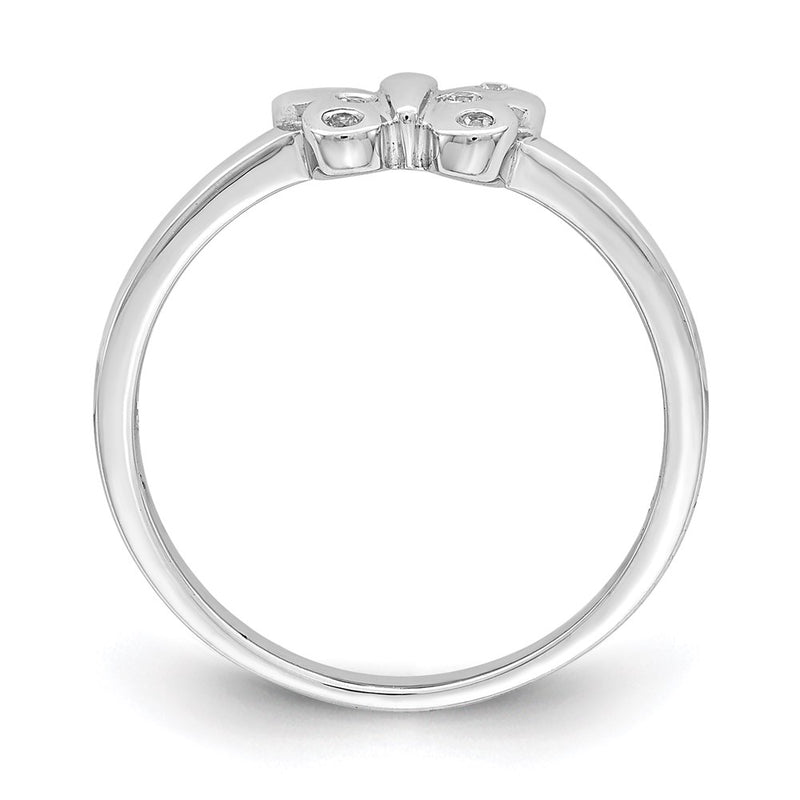 Sterling Silver Rhodium Plated Childs Cz Butterfly Ring (Size 4 Only)