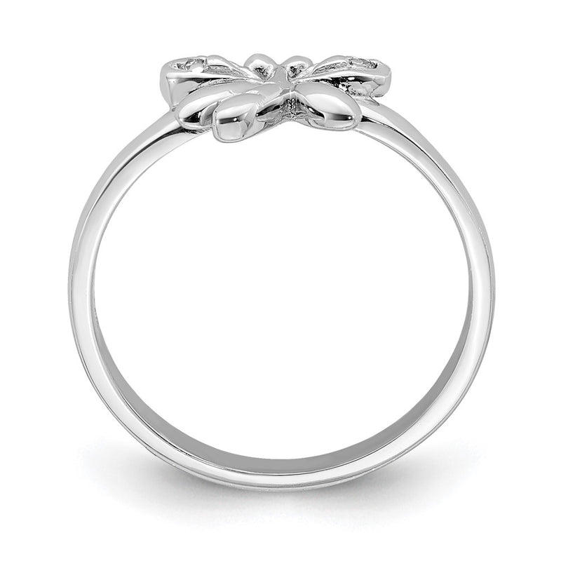 Sterling Silver Rhodium Plated Polished Cz Dragonfly Children'S Ring (Size 4 Only)