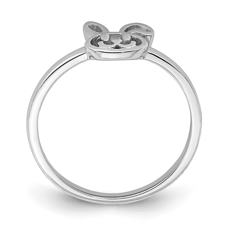 Sterling Silver Rhodium Plated Childs Bunny Ring (Size 3 Only)