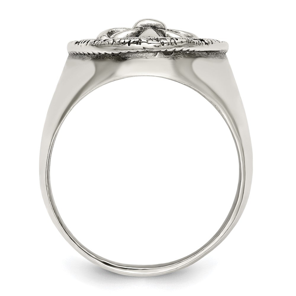 Sterling Silver Antiqued Fleur De Lis Ring