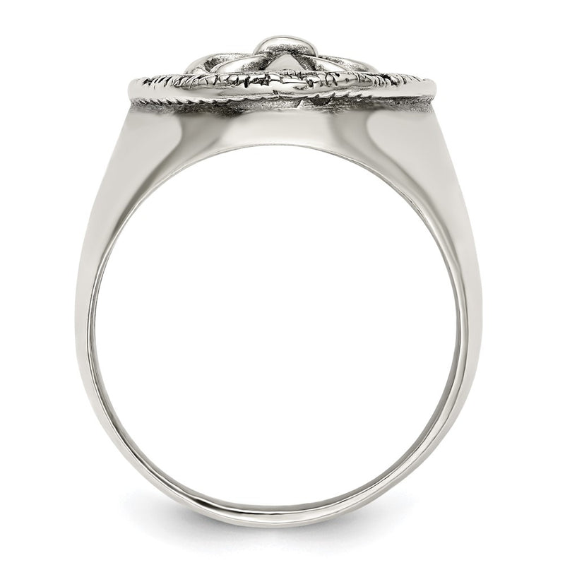 Sterling Silver Antiqued Fleur De Lis Ring