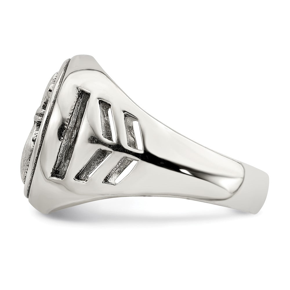 Sterling Silver Antiqued Fleur De Lis Ring