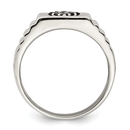Sterling Silver Rhodium Plated Men'S Onyx Ring