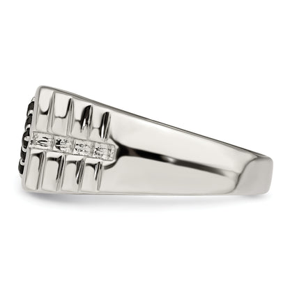 Sterling Silver Rhodium Plated Men'S Onyx Ring