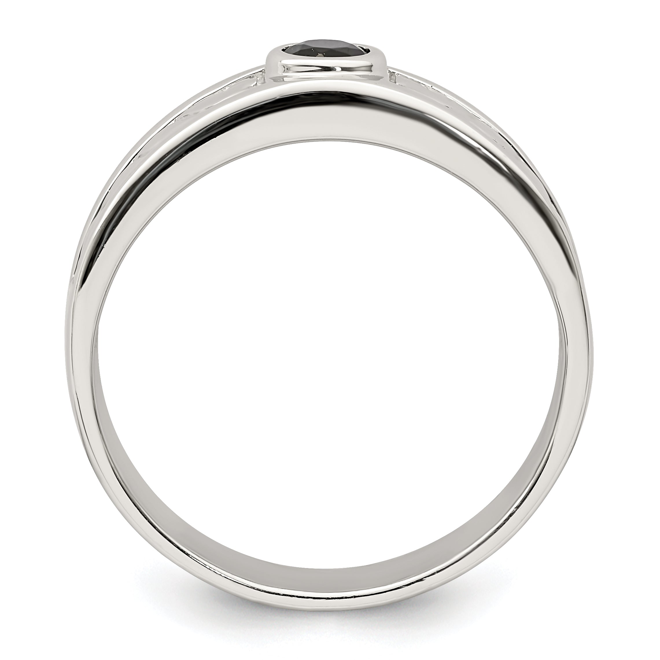 Sterling Silver Rhodium Plated Men'S Onyx Ring