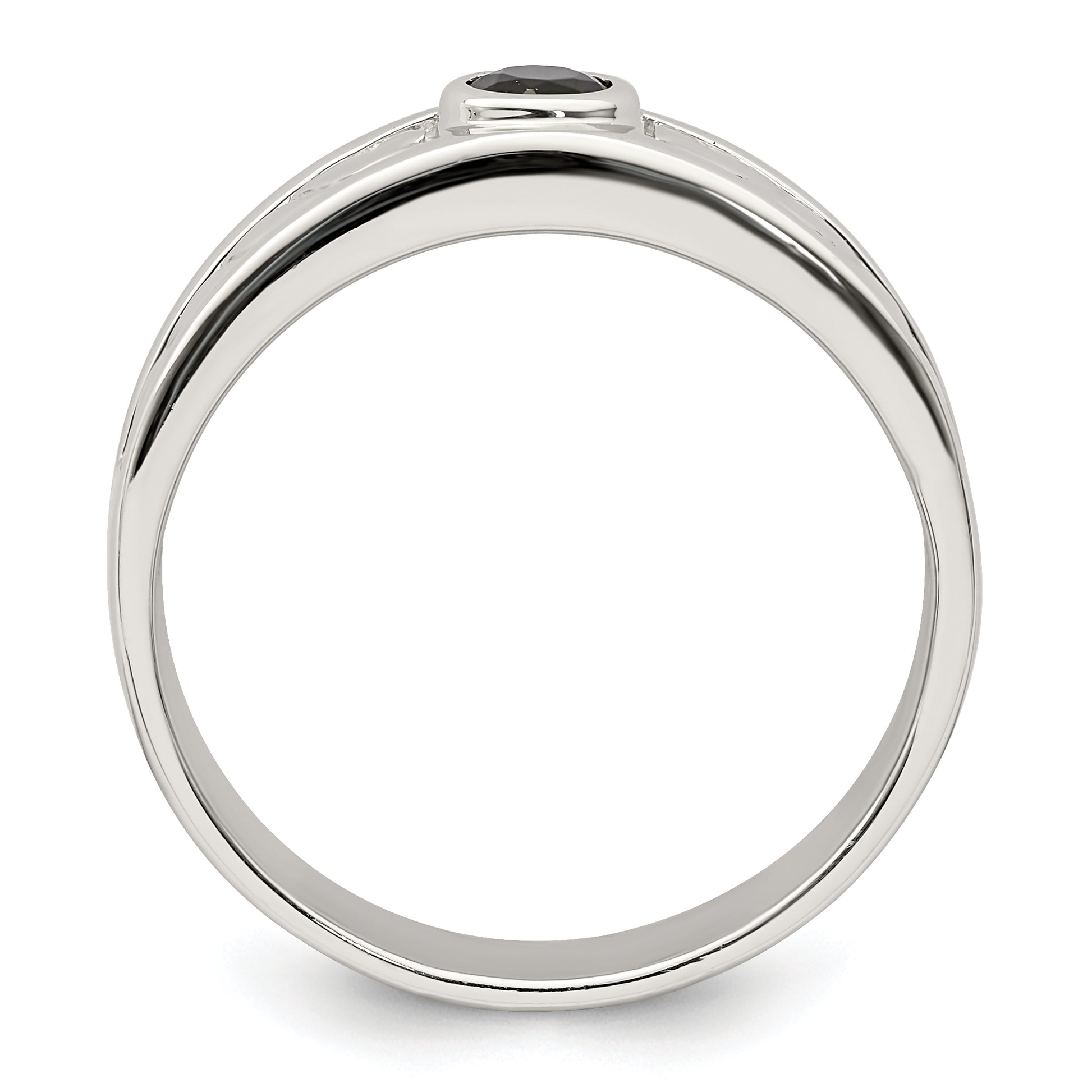 Sterling Silver Rhodium Plated Men'S Onyx Ring