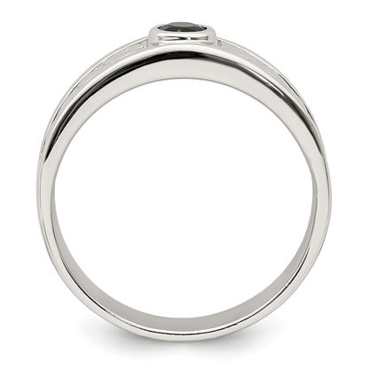Sterling Silver Rhodium Plated Men'S Onyx Ring