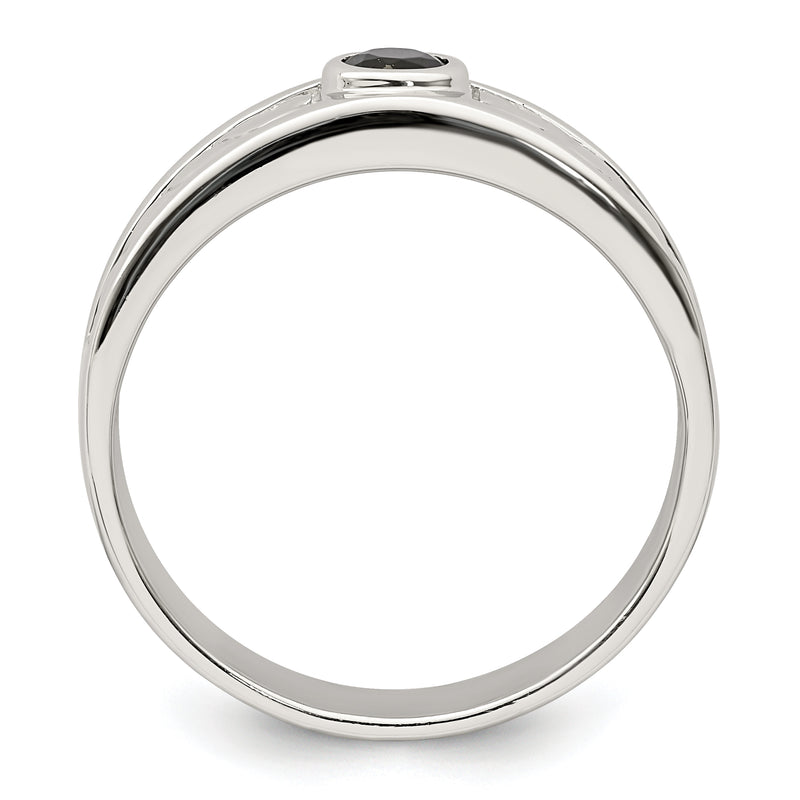 Sterling Silver Rhodium Plated Men'S Onyx Ring