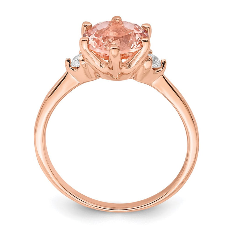 Sterling Silver Rose Gold Plated Pink Crystal And White Cz Ring (Size 8 Only)