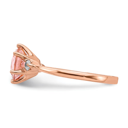 Sterling Silver Rose Gold Plated Pink Crystal And White Cz Ring (Size 8 Only)