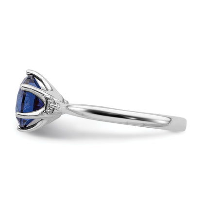 Sterling Silver Rhod Plated Blue And White Cz Ring (Size 6 Only)