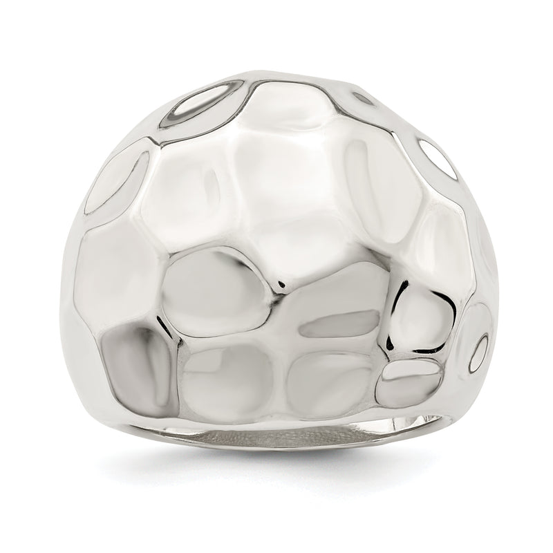 Sterling Silver Polished Textured Ring (Size 6 Only)
