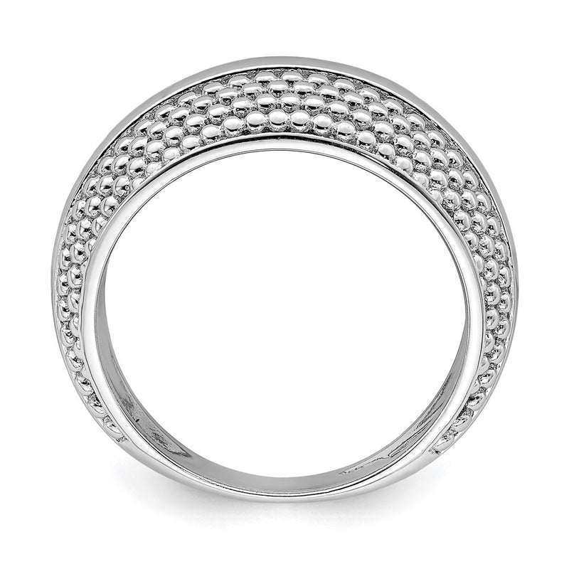 Sterling Silver Rhodium Plated Textured Ring (Size 6 Only)