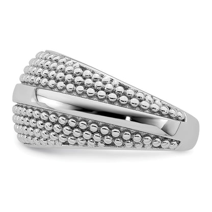 Sterling Silver Rhodium Plated Textured Ring (Size 6 Only)
