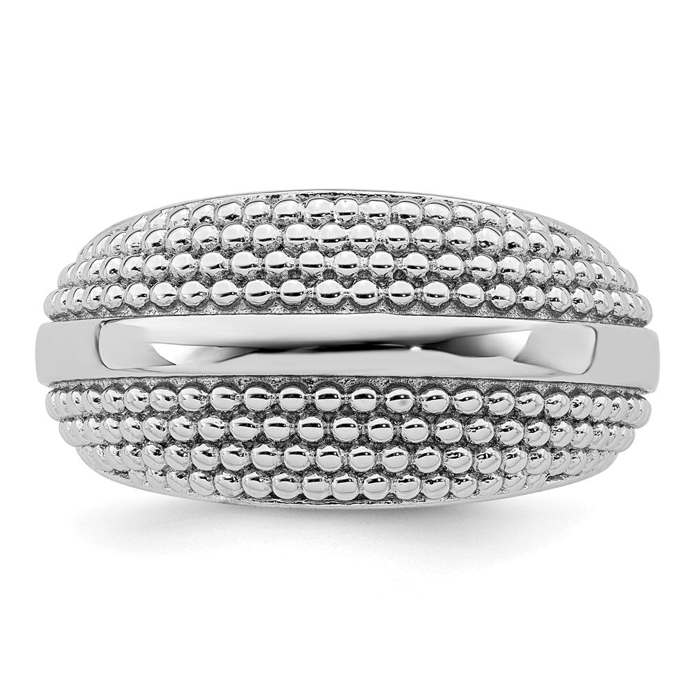 Sterling Silver Rhodium Plated Textured Ring (Size 6 Only)