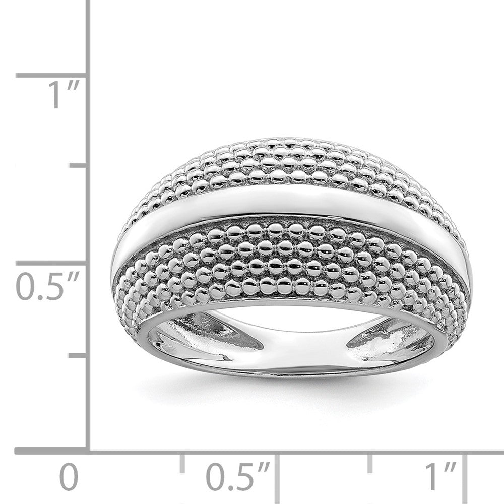 Sterling Silver Rhodium Plated Textured Ring (Size 6 Only)