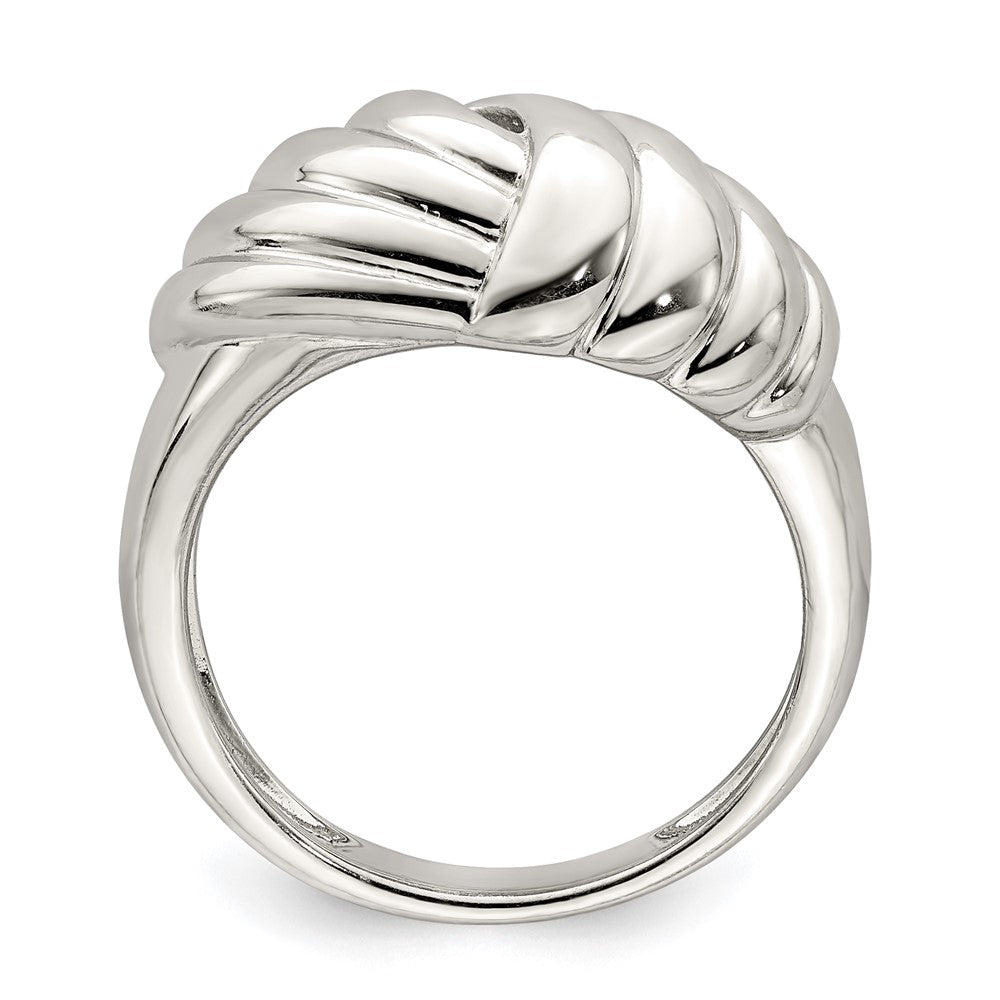 Sterling Silver Weaved Scalloped Ring (Size 8 Only)