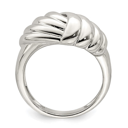 Sterling Silver Weaved Scalloped Ring (Size 8 Only)
