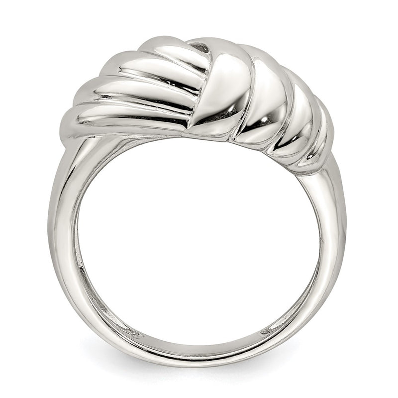 Sterling Silver Weaved Scalloped Ring (Size 8 Only)