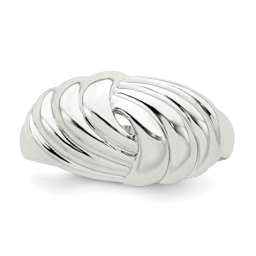 Sterling Silver Weaved Scalloped Ring (Size 8 Only)