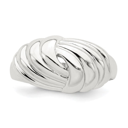 Sterling Silver Weaved Scalloped Ring (Size 8 Only)