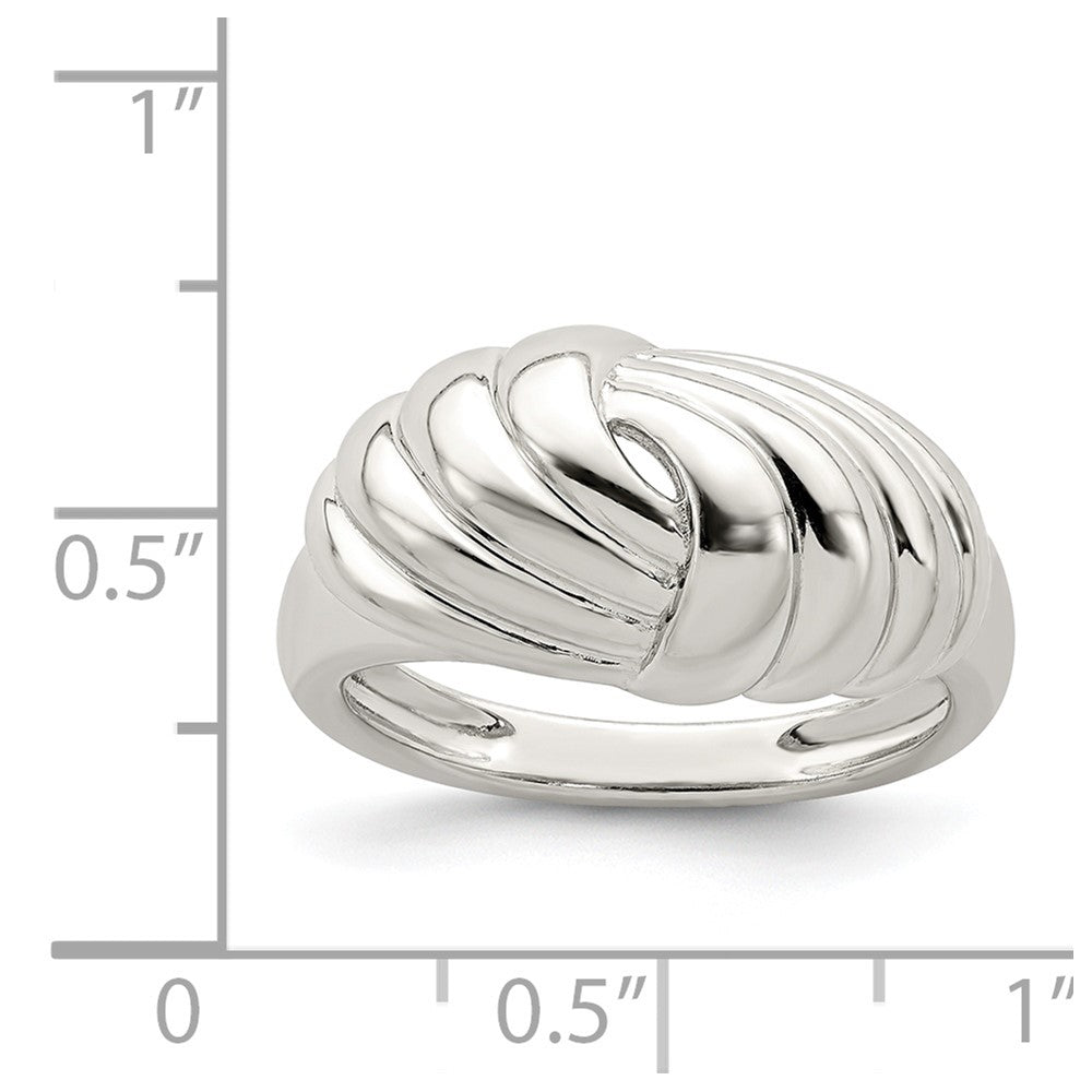 Sterling Silver Weaved Scalloped Ring (Size 8 Only)
