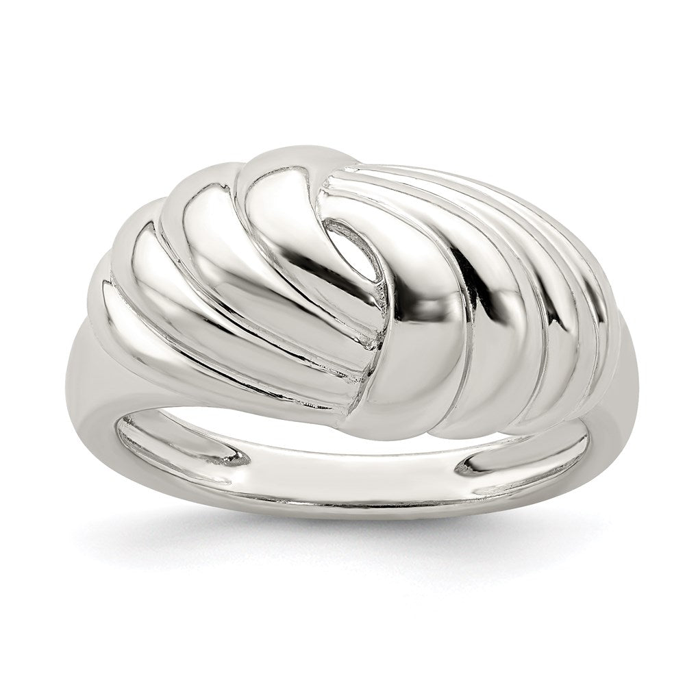 Sterling Silver Weaved Scalloped Ring (Size 8 Only)