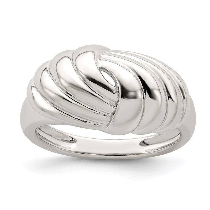 Sterling Silver Weaved Scalloped Ring (Size 8 Only)