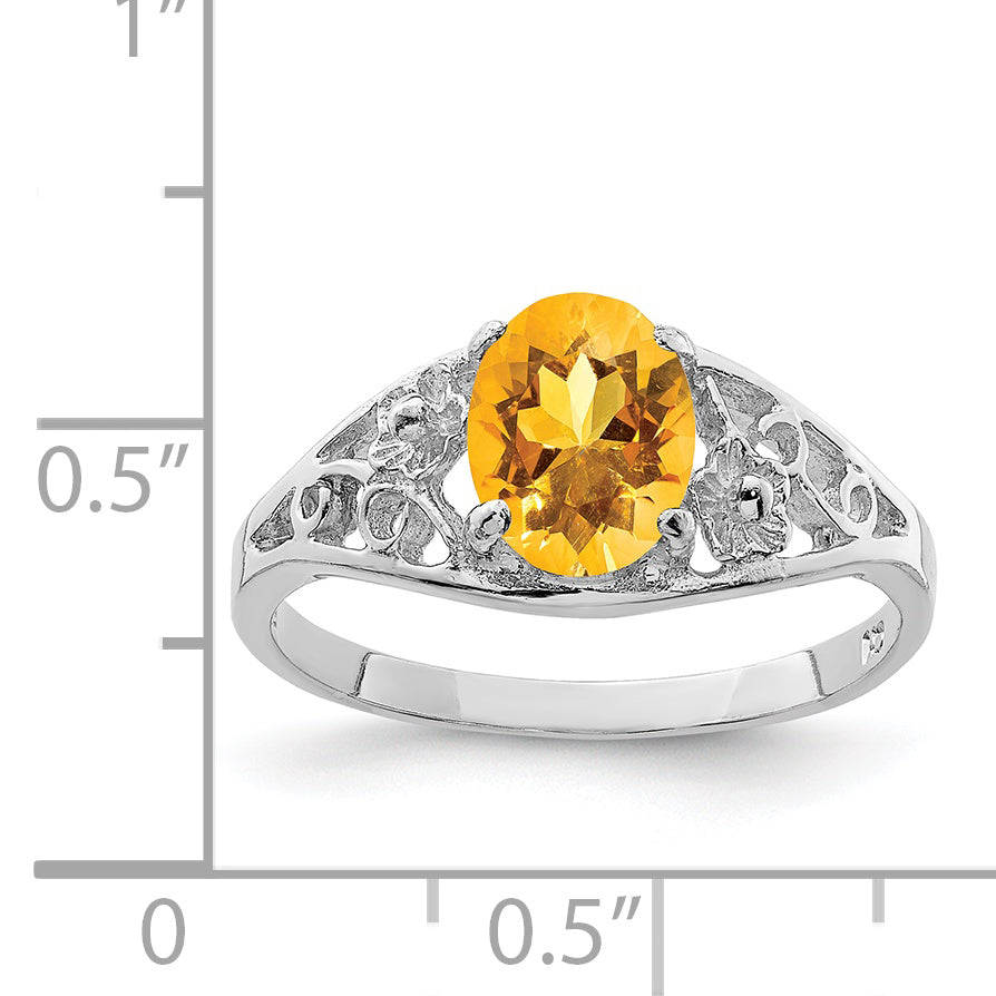 Sterling Silver Rhodium Citrine Ring