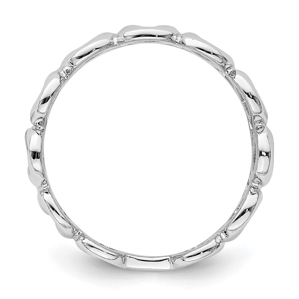 Sterling Silver Rhodium Plated Fancy Swirls Band (Size 6 Only)