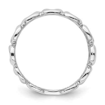 Sterling Silver Rhodium Plated Fancy Swirls Band (Size 6 Only)