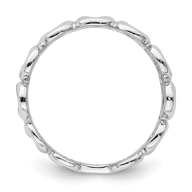 Sterling Silver Rhodium Plated Fancy Swirls Band (Size 6 Only)