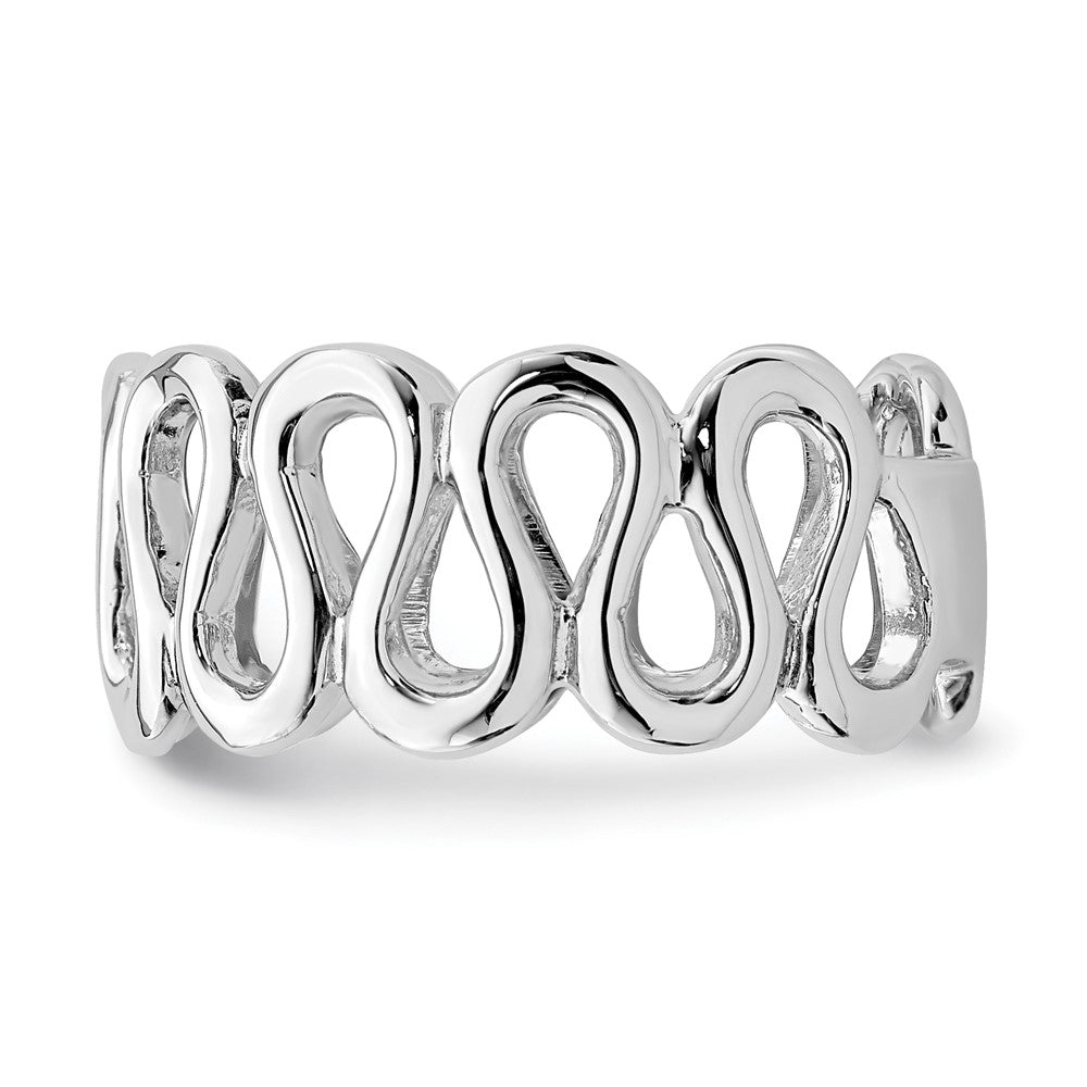 Sterling Silver Rhodium Plated Fancy Swirls Band (Size 6 Only)
