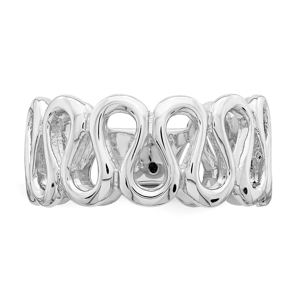 Sterling Silver Rhodium Plated Fancy Swirls Band (Size 6 Only)