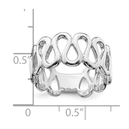 Sterling Silver Rhodium Plated Fancy Swirls Band (Size 6 Only)