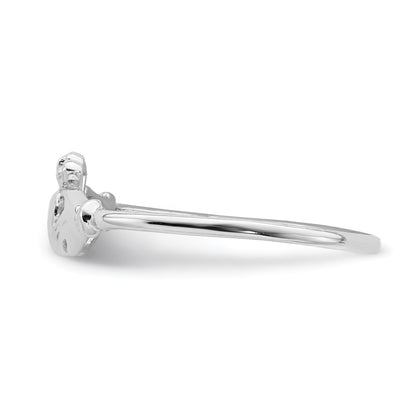 Sterling Silver Rhodium Plated Claddagh Ring