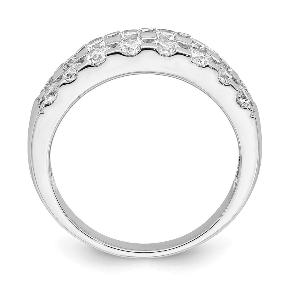 Sterling Silver Rhodium Plated 2 Row Cz Ring (Size 6 Only)