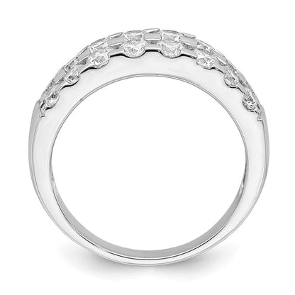Sterling Silver Rhodium Plated 2 Row Cz Ring (Size 6 Only)