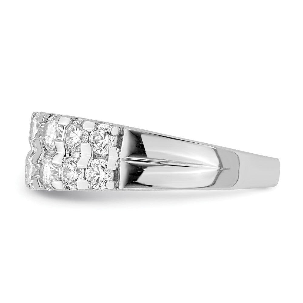 Sterling Silver Rhodium Plated 2 Row Cz Ring (Size 6 Only)