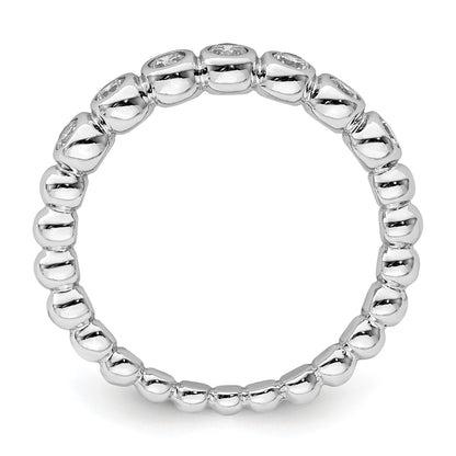 Sterling Silver Rhodium Plated Cz Ring