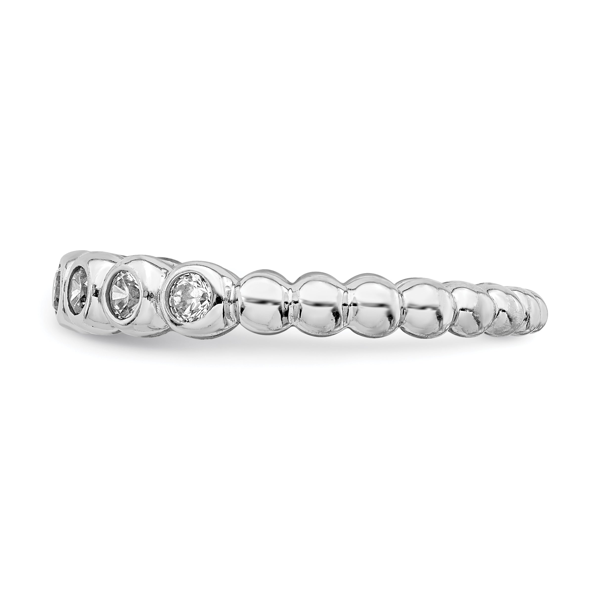 Sterling Silver Rhodium Plated Cz Ring