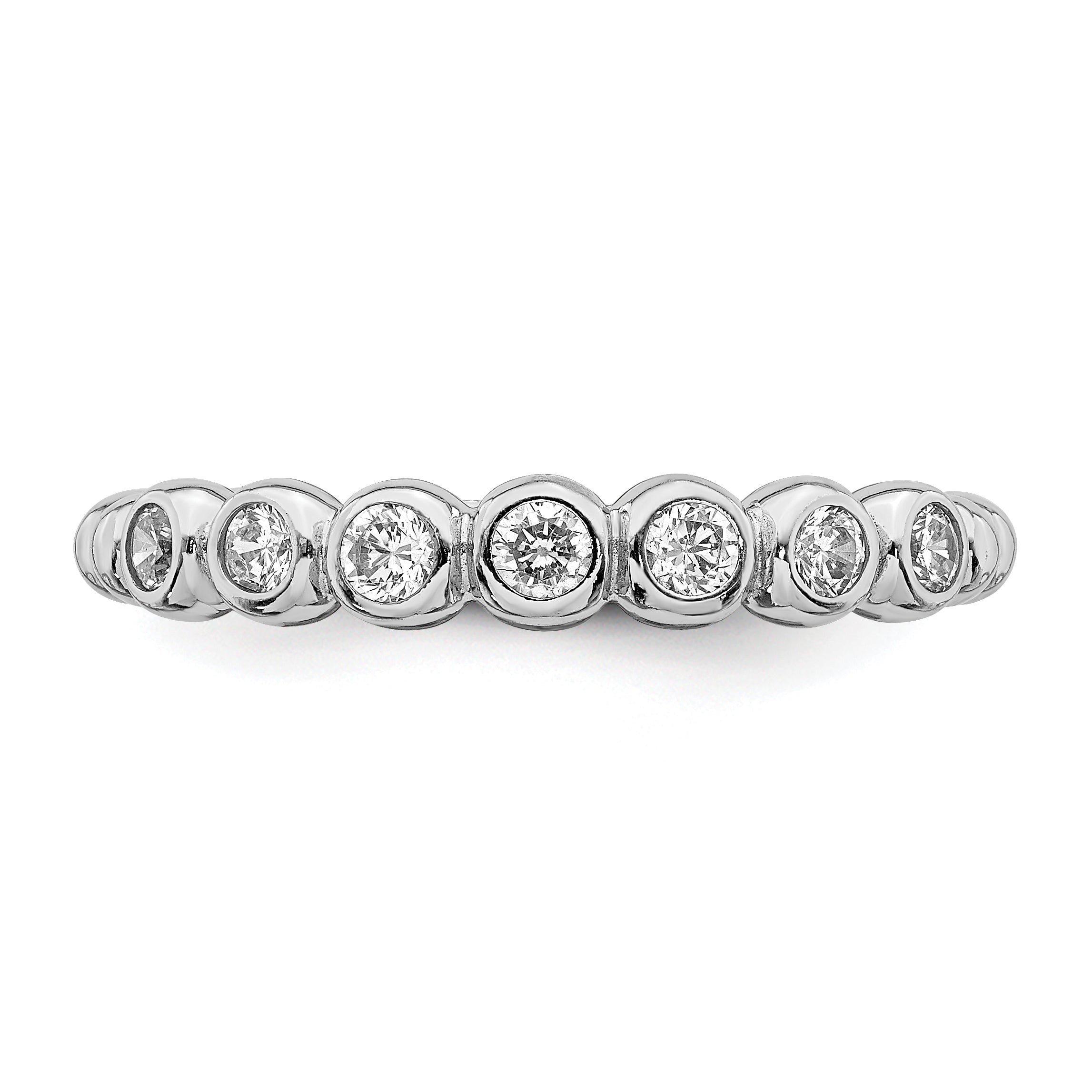Sterling Silver Rhodium Plated Cz Ring