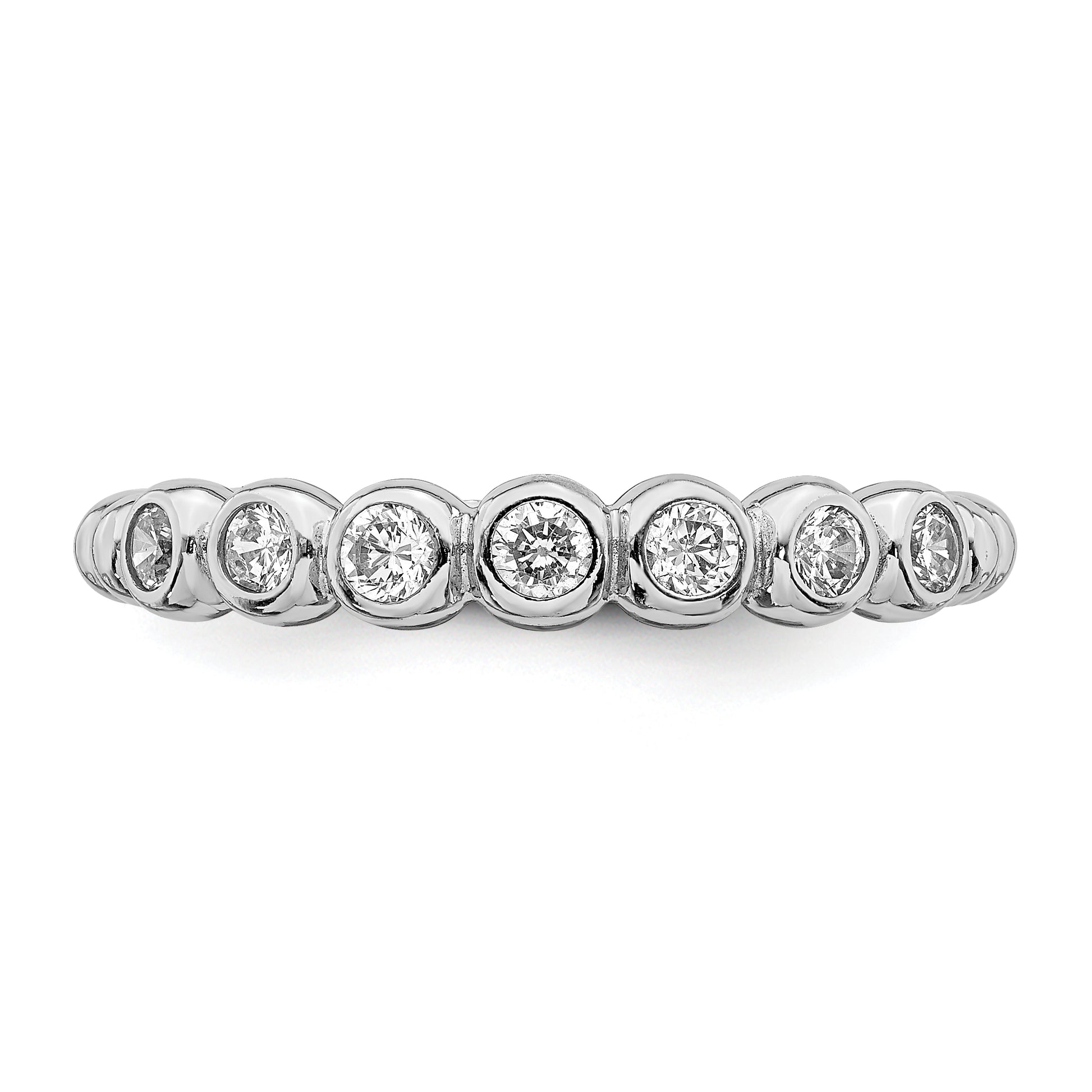 Sterling Silver Rhodium Plated Cz Ring