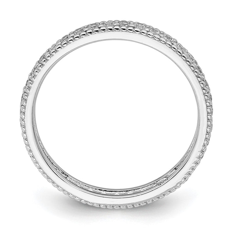 Sterling Silver Rhodium Plated Cz Ring