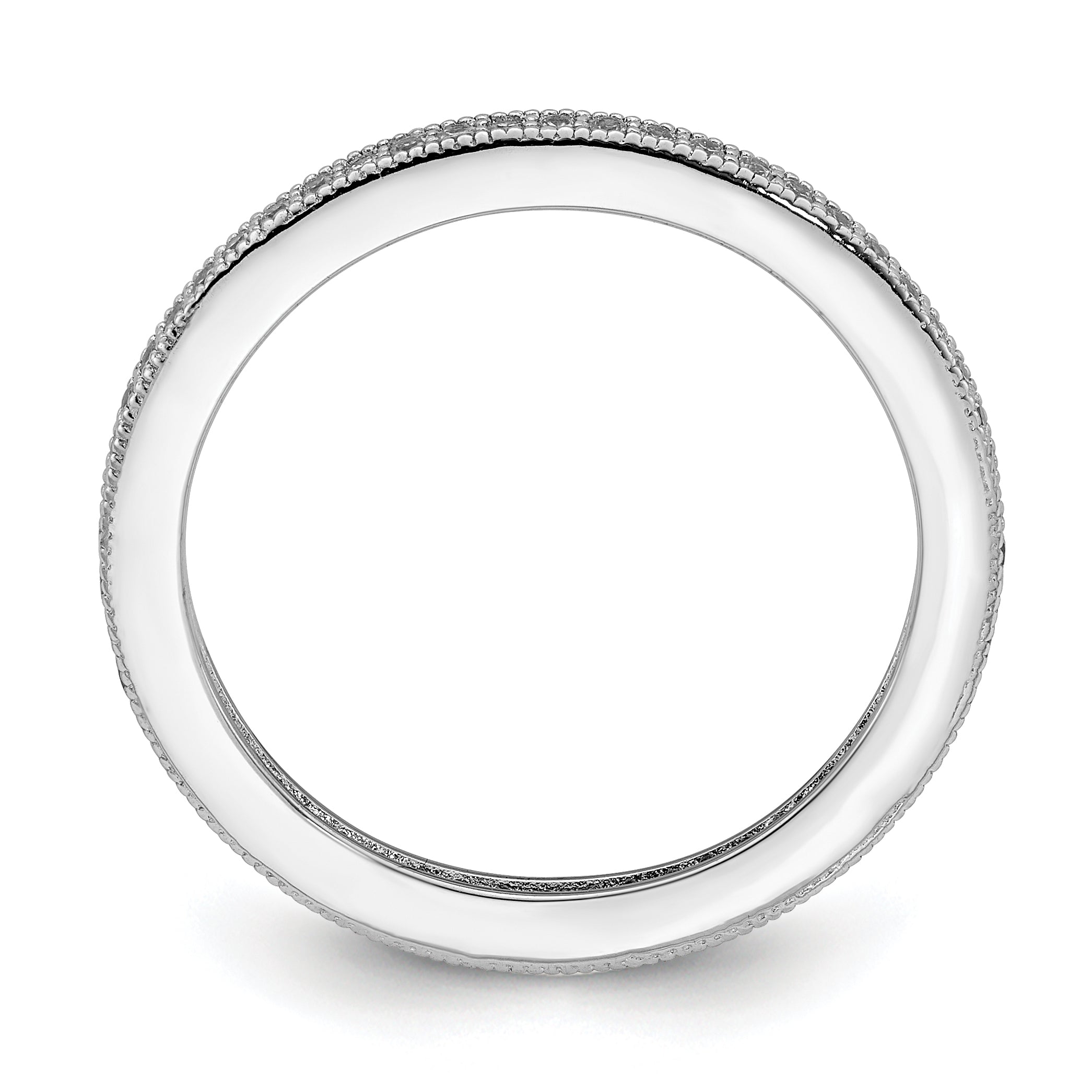 Sterling Silver Rhodium Plated Polished Cz Eternity Band