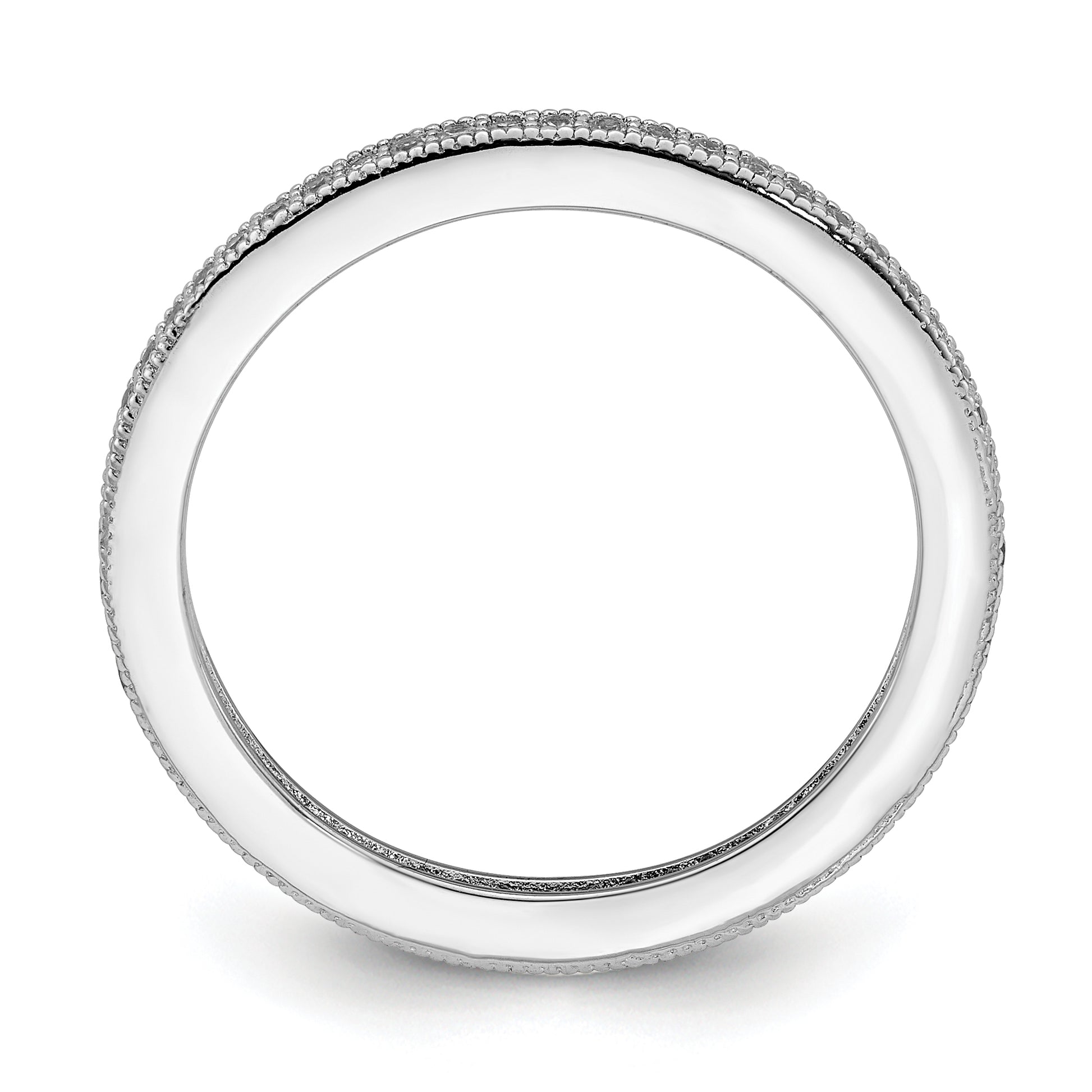 Sterling Silver Rhodium Plated Polished Cz Eternity Band