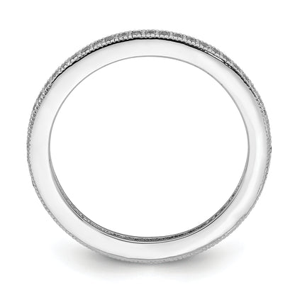 Sterling Silver Rhodium Plated Polished Cz Eternity Band