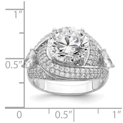 Sterling Silver Rhod Plated Cz Ring