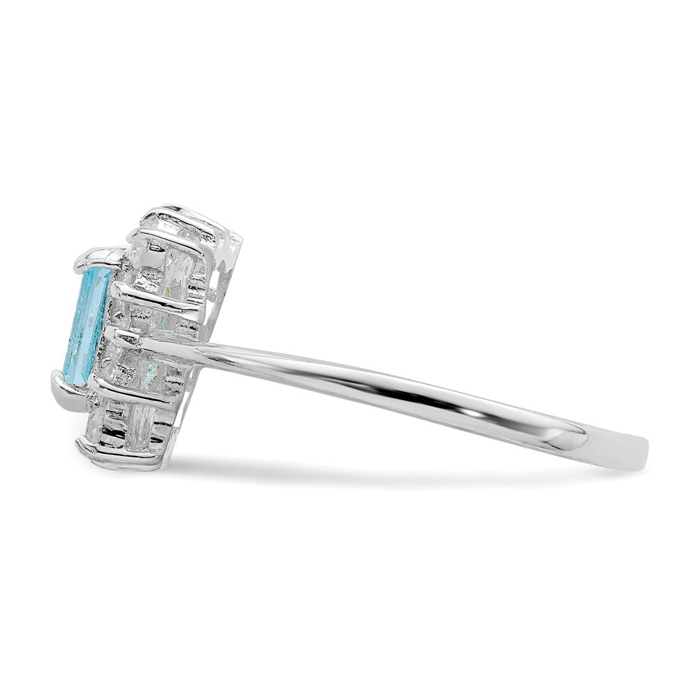 Sterling Silver Rhodium Blue Topaz Ring (Size 8 Only)